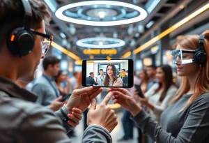 Visual representation of future digital marketing trends including AR and social media.