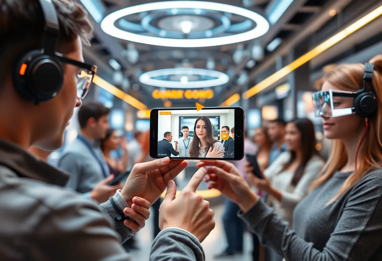 Visual representation of future digital marketing trends including AR and social media.