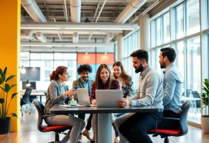 Diverse team of digital marketing professionals working together