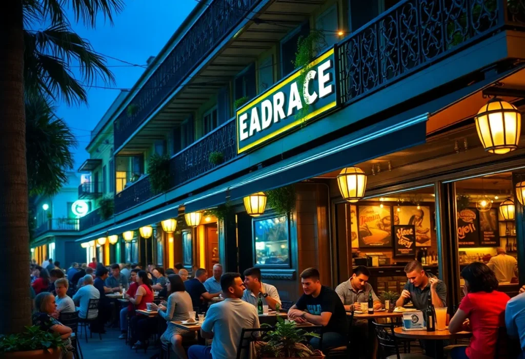 A lively New Orleans restaurant bustling with diners