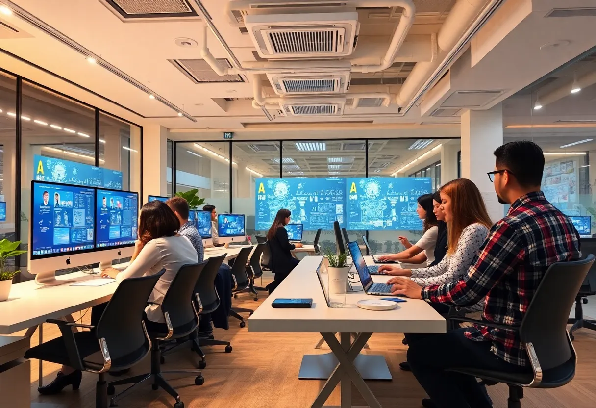 Interior of Media87 agency showcasing team collaboration in digital marketing.