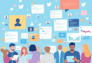 Diverse individuals engaging with various social media platforms