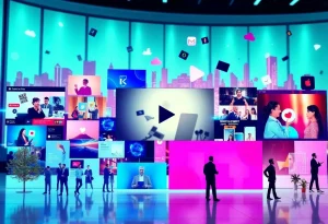 A creative representation of social media marketing trends in 2026 including AI and short-form videos.