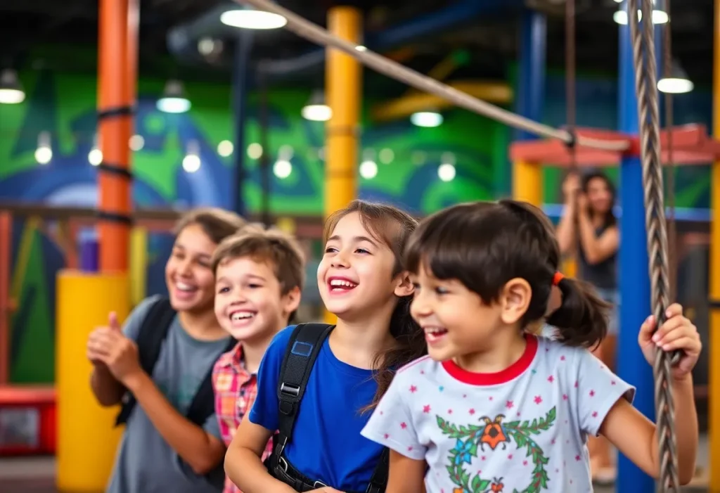 Family enjoying adventure activities at Urban Air Adventure Park