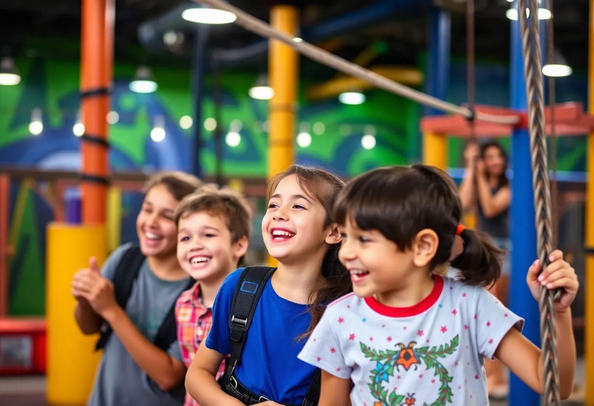 Family enjoying adventure activities at Urban Air Adventure Park