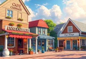 A vibrant and inviting representation of Cape Carnage, a fictional town from Brynne Weaver's upcoming novel.
