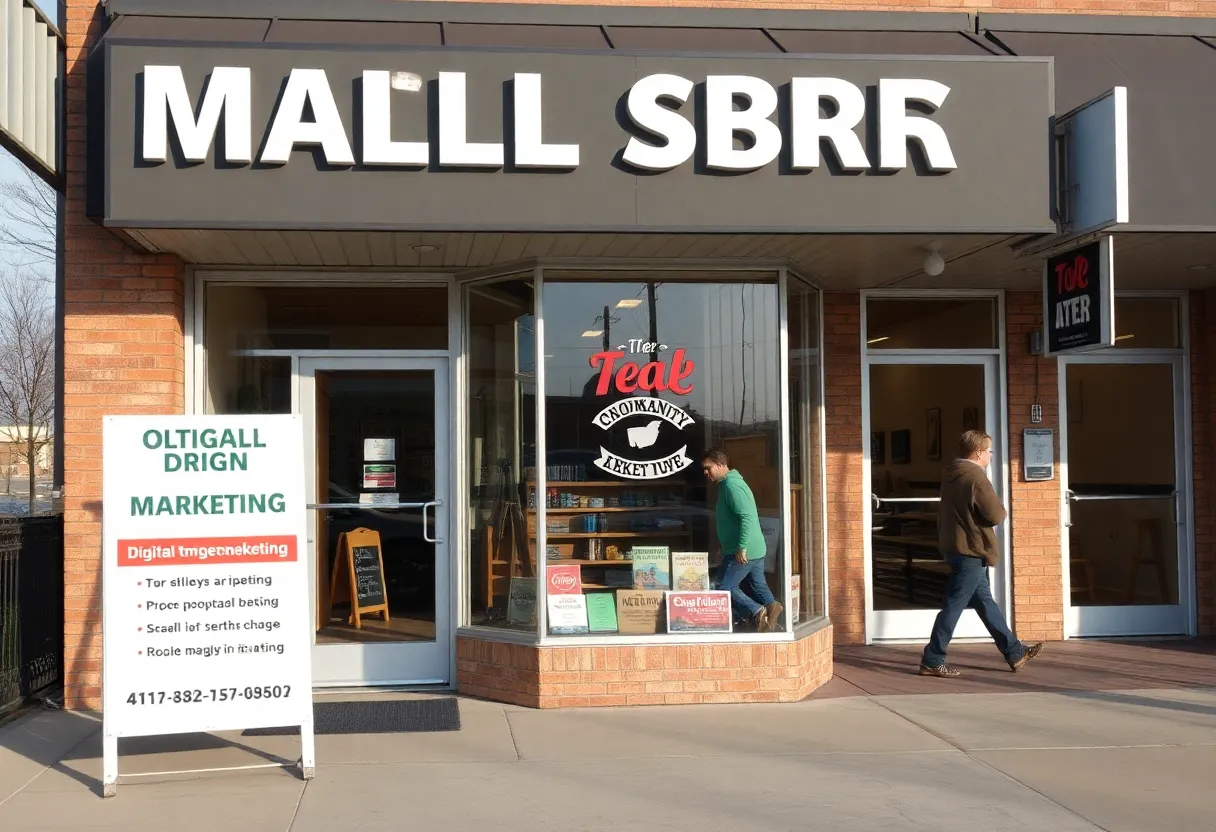 A small business storefront in Nebraska emphasizing digital marketing.