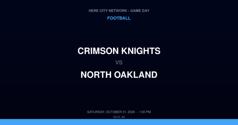 Crimson Knights vs. North Oakland — Football Game Day — Rochester Hills, MI — Oct 31, 2026
