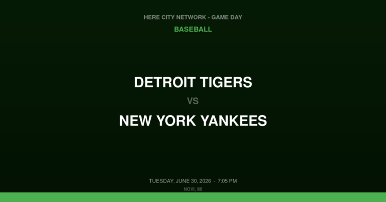 Detroit Tigers vs. New York Yankees — Baseball Game Day — Novi, MI — Jun 30, 2026